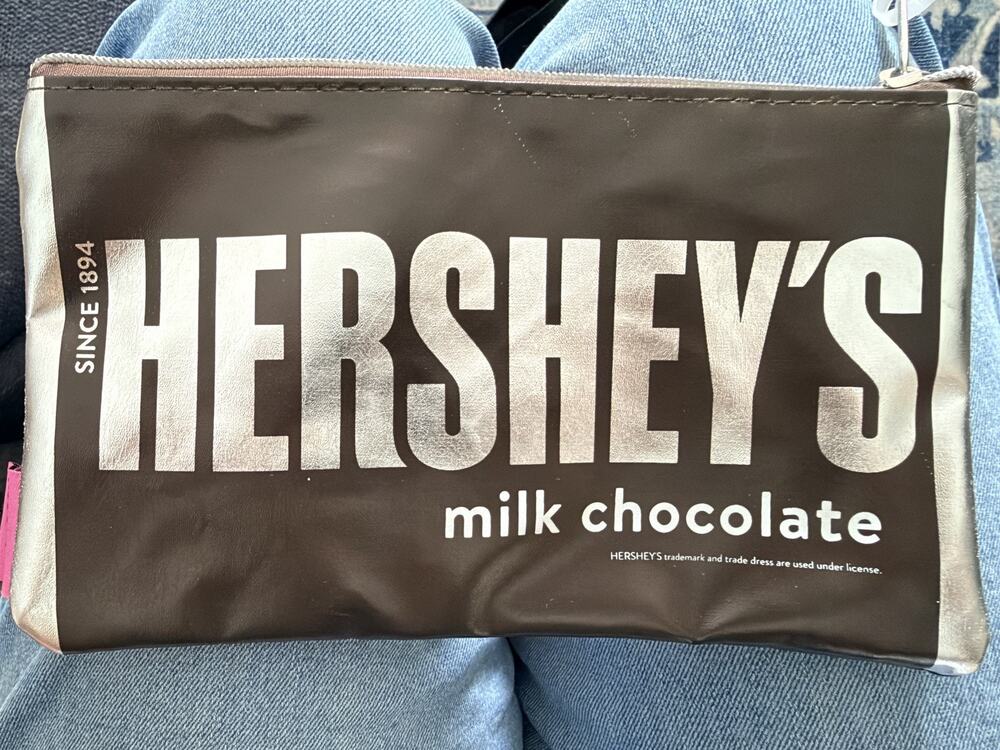 Hershey's Milk Chocolate Zipper Makeup Bag/Pouch - Brown & Silver